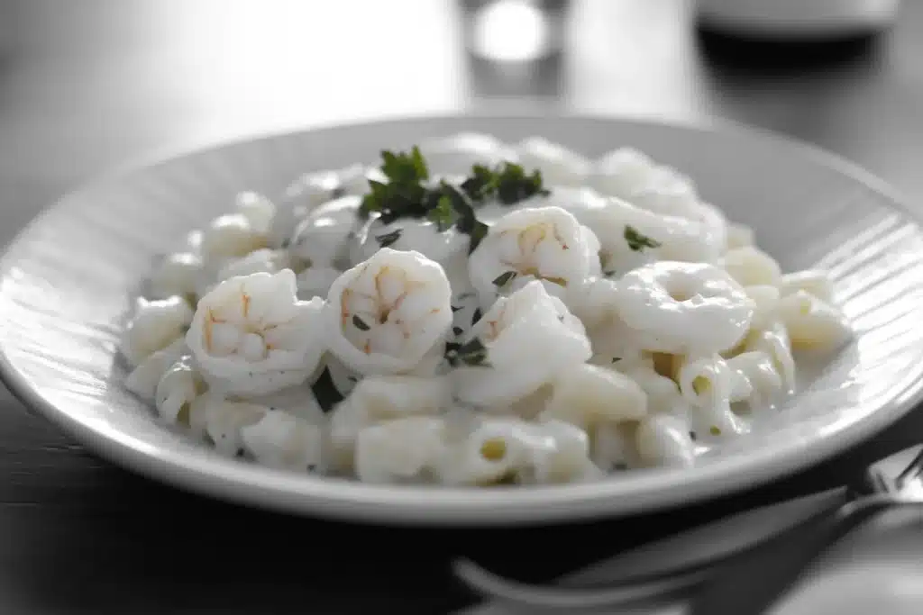 Is Shrimp Alfredo Good for Protein? A Detailed Nutritional Analysis 3 Is Shrimp Alfredo Good for Protein A delicious plate of Shrimp Alfredo pasta with a creamy white sauce, topped with fresh parsley. Find out if Shrimp Alfredo is a good source of protein.