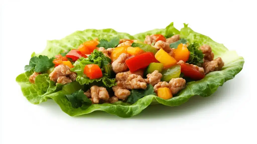 Is Ground Chicken Healthy for Weight Loss? 3 A fresh and colorful ground chicken lettuce wrap with bell peppers, ideal for weight loss. Find out if ground chicken is healthy for weight loss and how to include it in your diet.