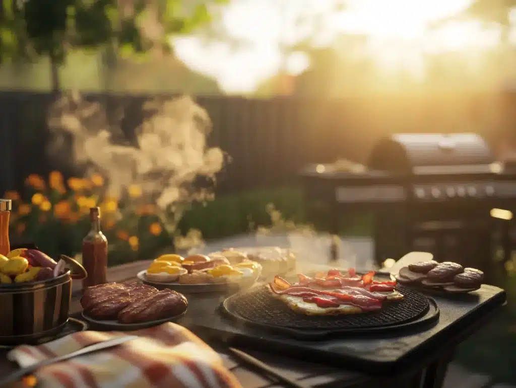 Blackstone vs Grill: 7 Surprising Differences to Know! 2 Blackstone griddle vs traditional grill with sizzling food in a backyard setting