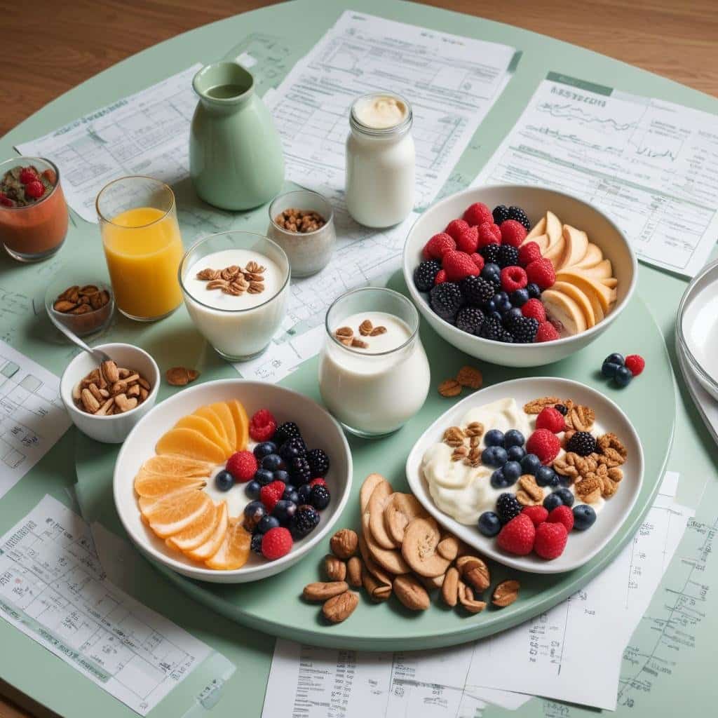 What Type of Breakfast is Best for Weight Loss? Top Picks! 2 What type of breakfast is best for weight loss: Healthy breakfast spread with yogurt, fresh fruits, nuts, juice, and granola on a table, ideal for weight loss.