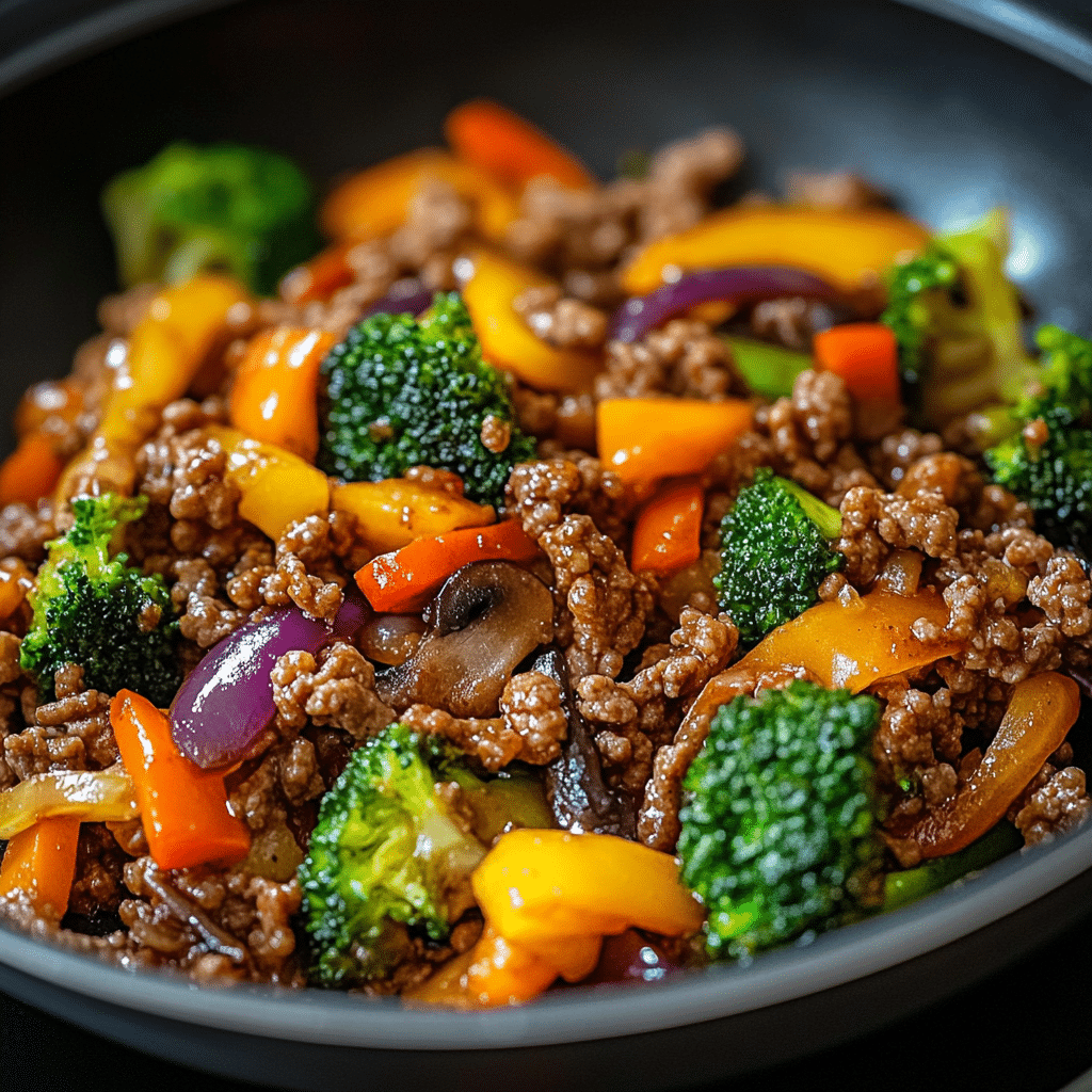 high-protein-beef-skillet-veggies Protein-packed ground beef skillet recipe with vegetables
