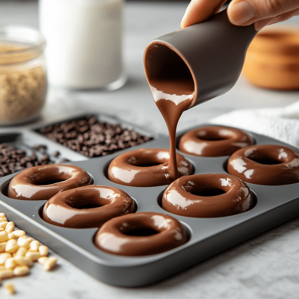Piping High Protein Donut Batter into Mold piping high protein donut batter into silicone pan