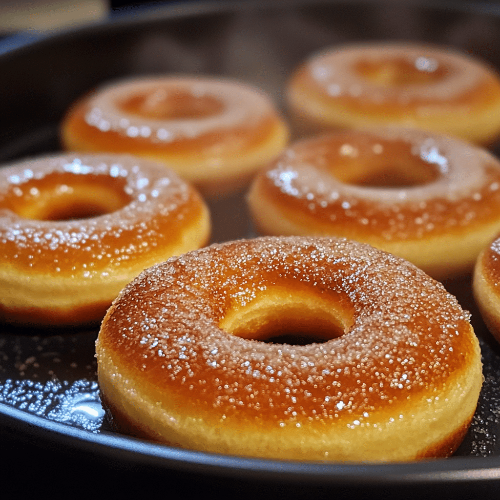 Powdered Donuts That Taste Better Baked – A Sweet, Easy Recipe 8 freshly baked powdered donuts cooling in a non-stick donut pan