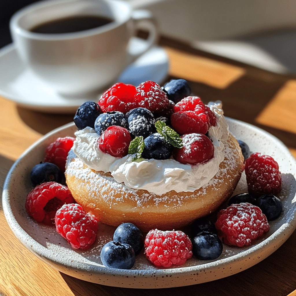 Protein Donuts – The High-Protein Snack That’s Actually Worth the Hype 9 protein donut with whipped cream and berries on breakfast tray