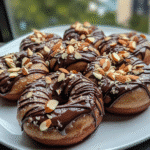 Protein Donuts – The High-Protein Treat That’s Taking Over Healthy Snacking 6 Close-up of protein donuts with chocolate drizzle and almonds