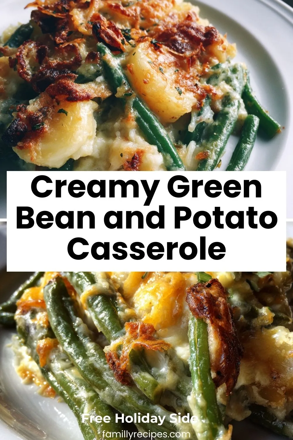 Creamy gluten-free green bean and potato casserole with golden crumb topping