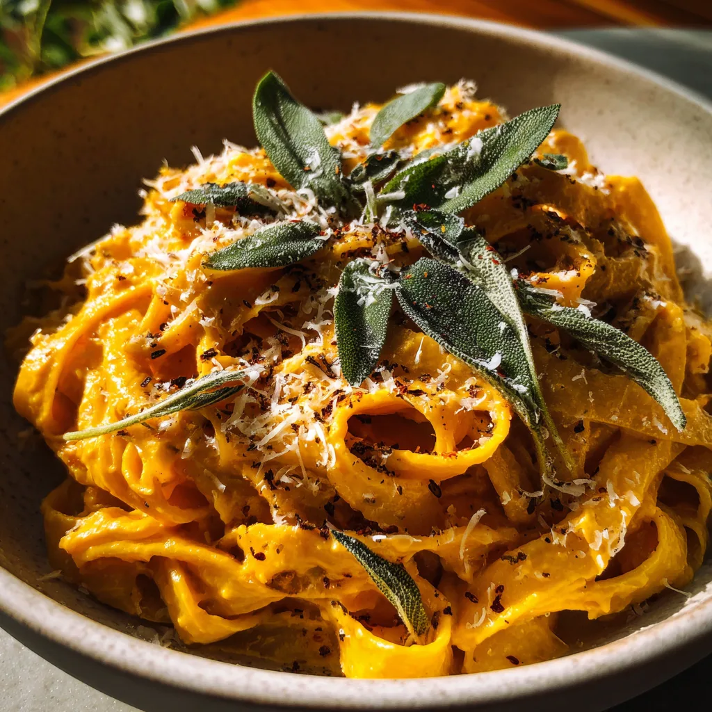 Creamy Pumpkin Fettuccine – Healthy Comfort Pasta