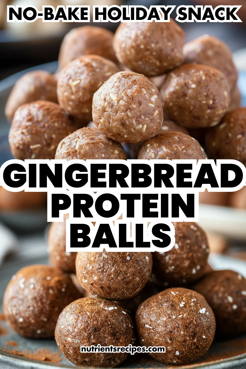 Gingerbread protein balls with coconut and pecan topping—holiday snack bites