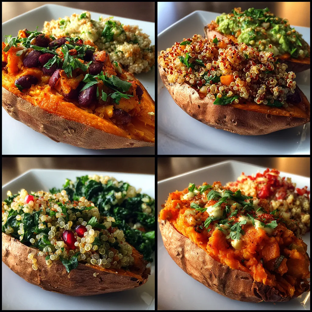 Vegan black bean and quinoa sweet potato stuffed bowl topped with avocado, cabbage, and lime wedge